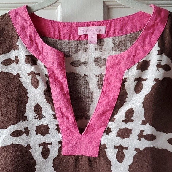 LILLY PULITZER LINEN GIMLET COURTSIDE TUNIC SIZE MEDIUM - Picture 7 of 11